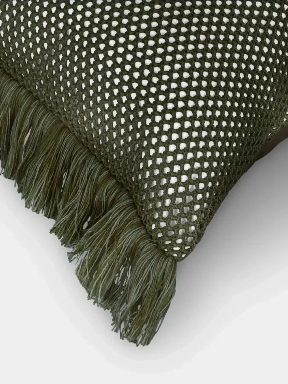 Threshold Olive Green Textured Fringe Accent Pillow